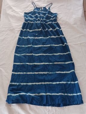 Mango Blue & White Tie-Dye Sleeveless Dress